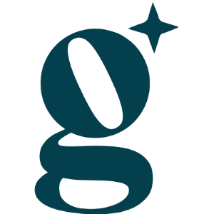 Lowercase letter g in a stylized font with a star symbol on the upper right side. The image has a minimalistic and modern design with a monochromatic color scheme.